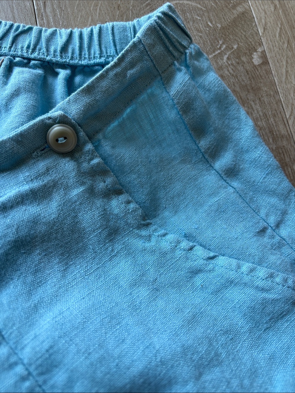 FLAX Light Blue Wide-Leg Linen Chinos Size Small - Picture 4 of 8